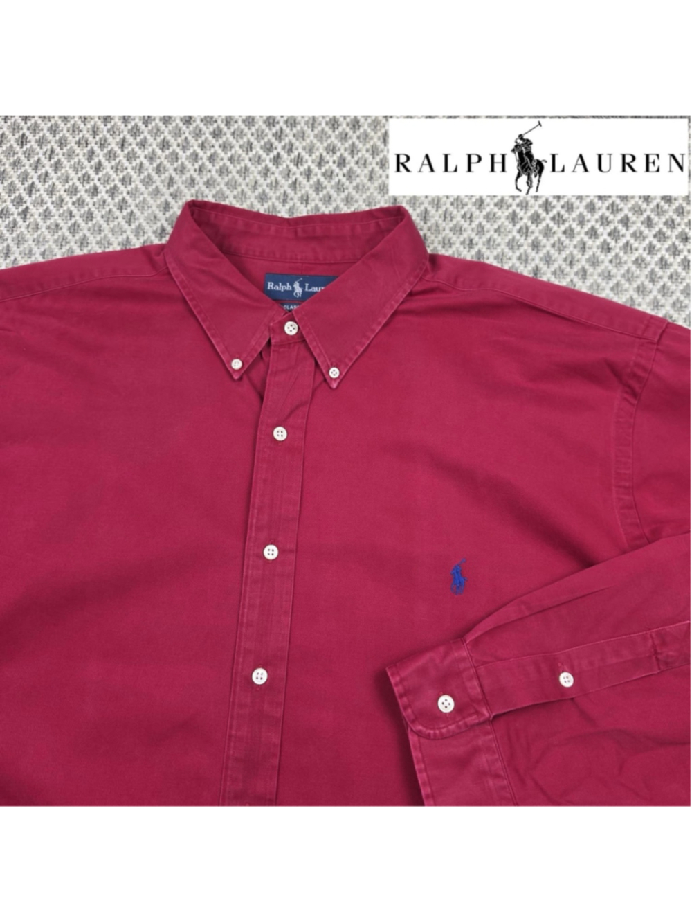 Ralph Lauren Classic Fit Button Down Shirt Mens 2X Big Red Blue Pony Cotton